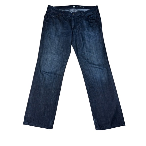 7 For All Mankind Slimmy Jeans Mens Size Dark Wash Denim Casual 36x30 - Picture 1 of 13